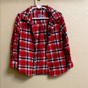 Kids Cat&Jack Red&Green plaid button up Shirt